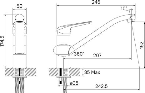Смеситель для мойки Iddis Male MALBL00i05, черный купить в СОМ