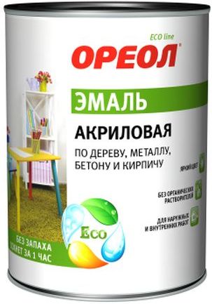 Эмаль акриловая Ореол, серая глянцевая, 0.9 кг купить в СОМ