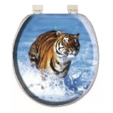 Сиденье для унитаза AquaDomer, мягкое, тигр купить в СОМ