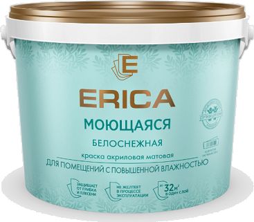 Краска акриловая Erica, моющаяся, 13 кг купить в СОМ