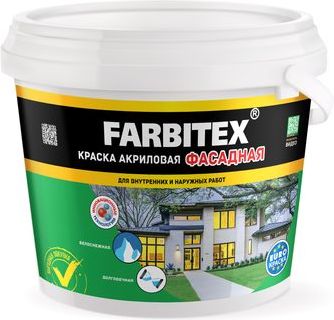 Краска акриловая Farbitex, фасадная, 1.1 кг купить в СОМ