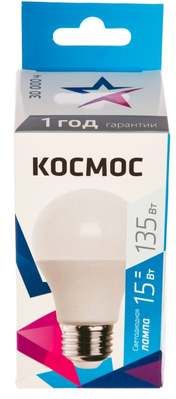 Лампа светодиодная КОСМОС, 15 Вт Е27 А60 (груша), 4500 (дневной свет) купить в СОМ