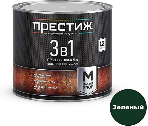 Грунт-эмаль по ржавчине Престиж, быстросохнущая, зеленый, 1.9 кг купить в СОМ