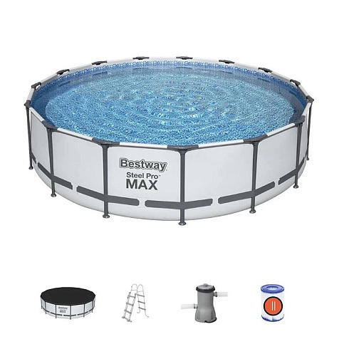 Бассейн каркасный Bestway 56488 457x107см+фильтр-насос+лестница+тент купить в СОМ