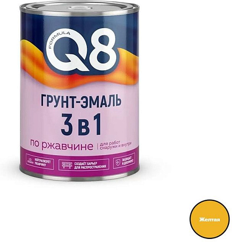 Грунт-эмаль по ржавчине Formula Q8, желтая, 0.8 кг купить в СОМ