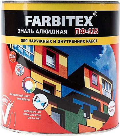 Эмаль ПФ-115 Farbitex, белая, 2.7 кг купить в СОМ
