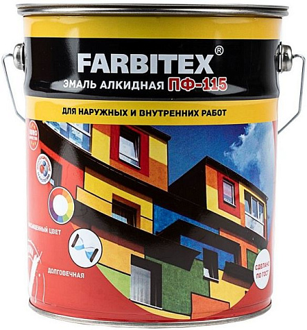 Эмаль ПФ-115 Farbitex, белая, 5 кг купить в СОМ