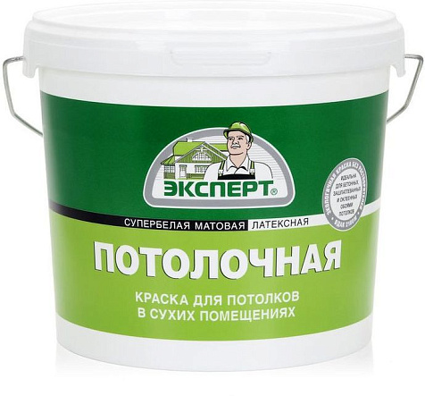 Краска латексная Эксперт потолочная, супербелая, 7 кг купить в СОМ