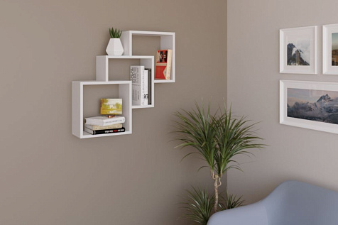 Полка навесная Квадрат-3 684х180х684 ЛДСП Белая купить в СОМ