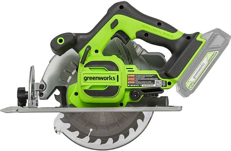 Пила циркулярная Greenworks GD24CS, 24В, Li-ion, без АКБ и ЗУ, 185х20мм, бесщеточная купить в СОМ