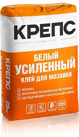Клей для плитки Крепс Усиленный белый , 25 кг купить в СОМ