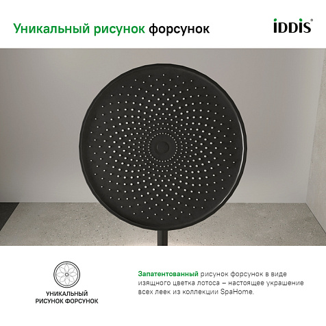Душевая насадка верхняя круглая Iddis SpaHome SPA26BPi64, черная купить в СОМ