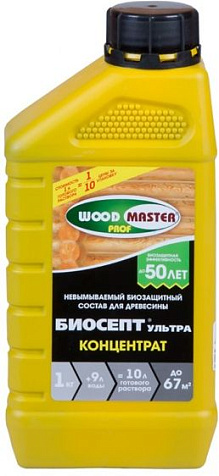 Антисептический состав Woodmaster Prof Биосепт-Ультра, концентрат, 1 л купить в СОМ