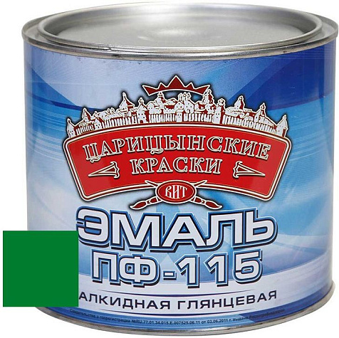 Эмаль ПФ-115 Царицынские краски, ярко-зеленый, 1.8 кг купить в СОМ