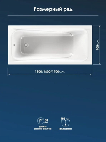 Ванна акриловая Метакам Light, 1500 х700 мм купить в СОМ