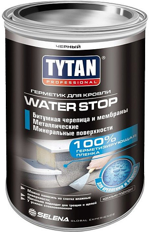 Герметик битумный Tytan Professional Water Stop, для кровли, черный, 1,8 кг купить в СОМ