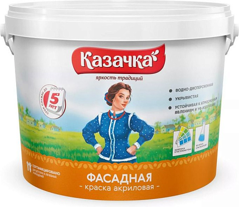 Краска акриловая Казачка F20 ВДАК-101, фасадная, 13 кг купить в СОМ