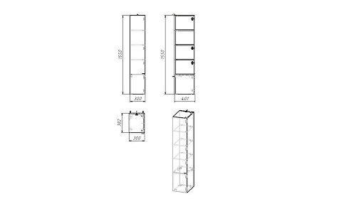 Пенал подвесной Eva Gold Tai 30, дуб вотан, правый купить в СОМ