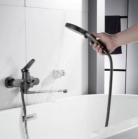 Смеситель для ванны Shevanik S4322T, латунь, оружейная сталь купить в СОМ