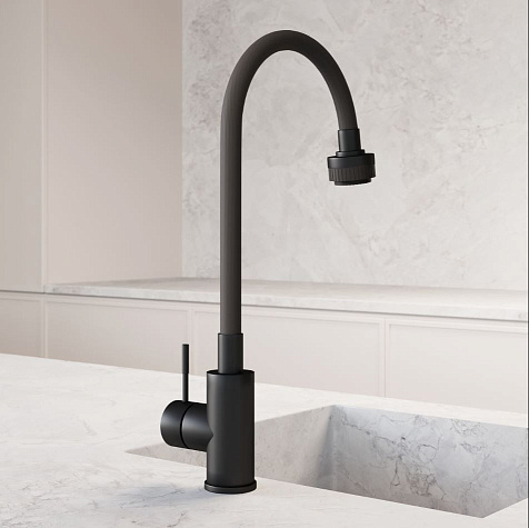 Смеситель для мойки Avrora Kitchen AV9001B, латунь, черный купить в СОМ