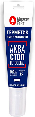 Герметик силиконовый MasterTeks ProfiMaster, АкваСТОПплесень, прозрачный, 80 мл купить в СОМ