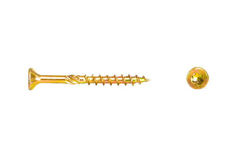 Саморез конструкционный потай, желтый цинк, 5 х 80, Torx 25, 1 шт купить в СОМ