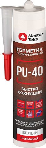 Герметик полиуретановый MasterTeks ProfiMaster PU-40, белый, 280 мл купить в СОМ