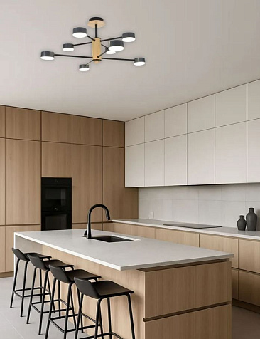 Люстра Linvel MS 1225/8 Гунт Чёрный/дерево GX53 max.9W 700х700х300мм купить в СОМ