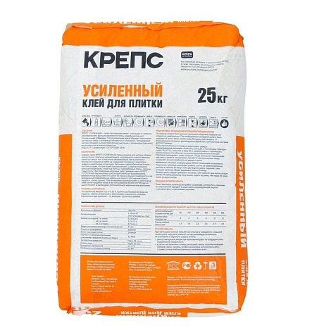 Клей для плитки Крепс Усиленный , 25 кг купить в СОМ