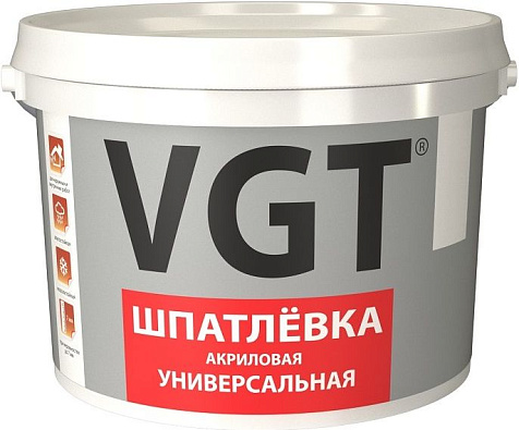 Шпатлевка акриловая VGT, универсальная, влагостойкая, 1.7 кг купить в СОМ