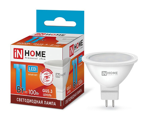 Лампа светодиодная IN HOME, 11Вт 230В GU5.3 4000К купить в СОМ